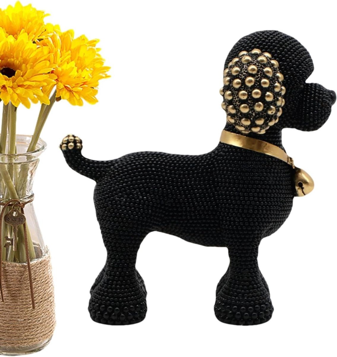 Artistiek Honden Beeld Decoratie Zwart - Hoogte: 18 cm