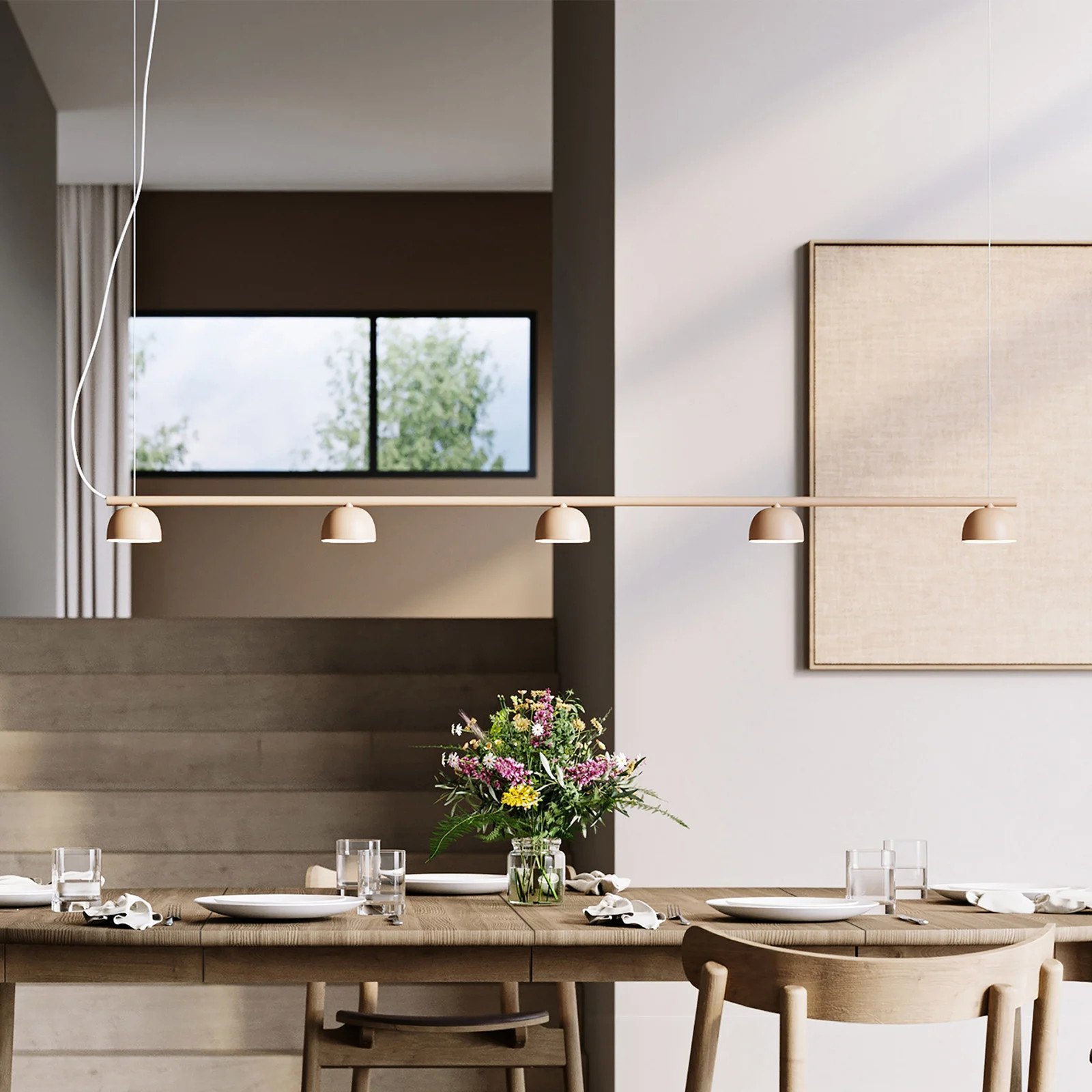 Northern Blush Rail 5 Hanglamp - Warm Beige - Metaal - Scandinavisch Design
