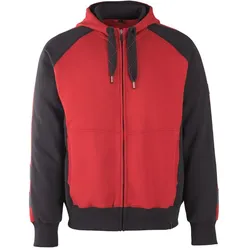 MASCOT Wiesbaden Kapuzensweatshirt mit Reißverschluss UNIQUE Rot / Schwarz XXL - 50566-963-0209-2XL - Rot / Schwarz