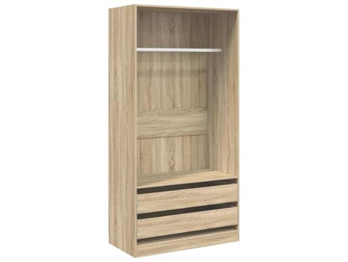 Kleiderschrank Sonoma-Eiche 100x50x200 cm Holzwerkstoff 2 Schubladen, 1 großes Fach, Hängestange, leicht zu reinigen, einfache Montage, Holzwerkstoff, Sonoma-Eiche