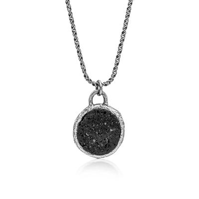 Kette mit Anhänger HAZE & GLORY "Halskette Lava Stein - Firestarter 925 Silber" Gr. 60, silber, Halsketten, Herren, ohne Stein, Silber 925 (Sterlingsilber)