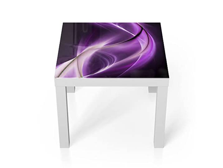 DEQORI Glastisch weiß klein 55x55 cm Motiv Ultraviolettes Lichtspiel ausgefallener Beistelltisch aus Glas Hochglanz Couchtisch fürs Wohnzimmer moderner Couch Tisch mit Design