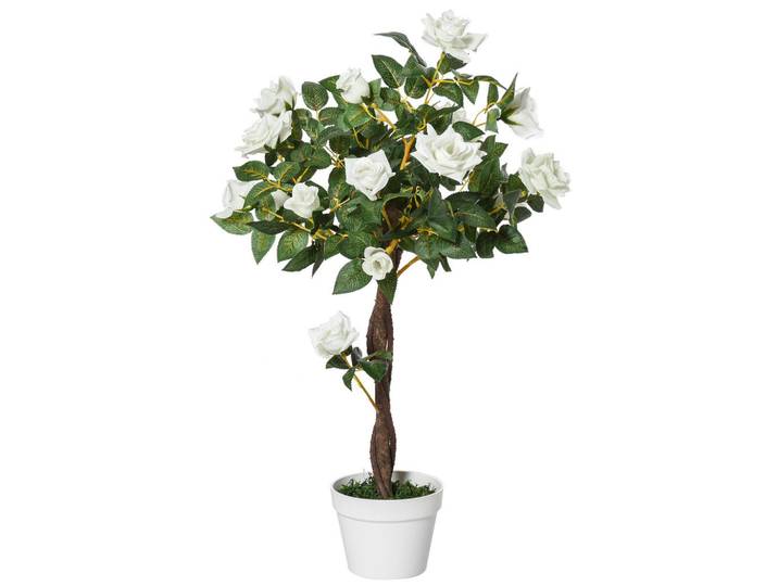 Jamb Kunstpflanze Cáceres de la Vega Weiss Kunststoff Ø18/90 cm, Weiß, Kunststoff, Textil, 90 cm, Dekoration, Blumen & Blumentöpfe, Kunstpflanzen