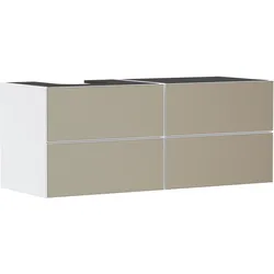 hansgrohe Xevolos E Waschtischunterschrank, 4 Schubkästen, 1 Ausschnitt links, 1370x550x555mm, für Konsole mit Aufsatzwaschtisch links, 54236390, Farbe: Korpus Mattweiß, Front Bronze Struktur