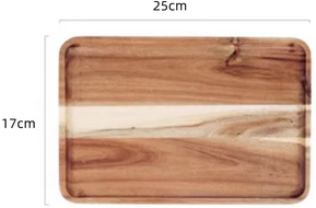 Discount Dollar Deals Natural Acacia Wood Coffee Tray Rectangular Plate For Serving Snacks, Fruits, Dessert, And Tea m