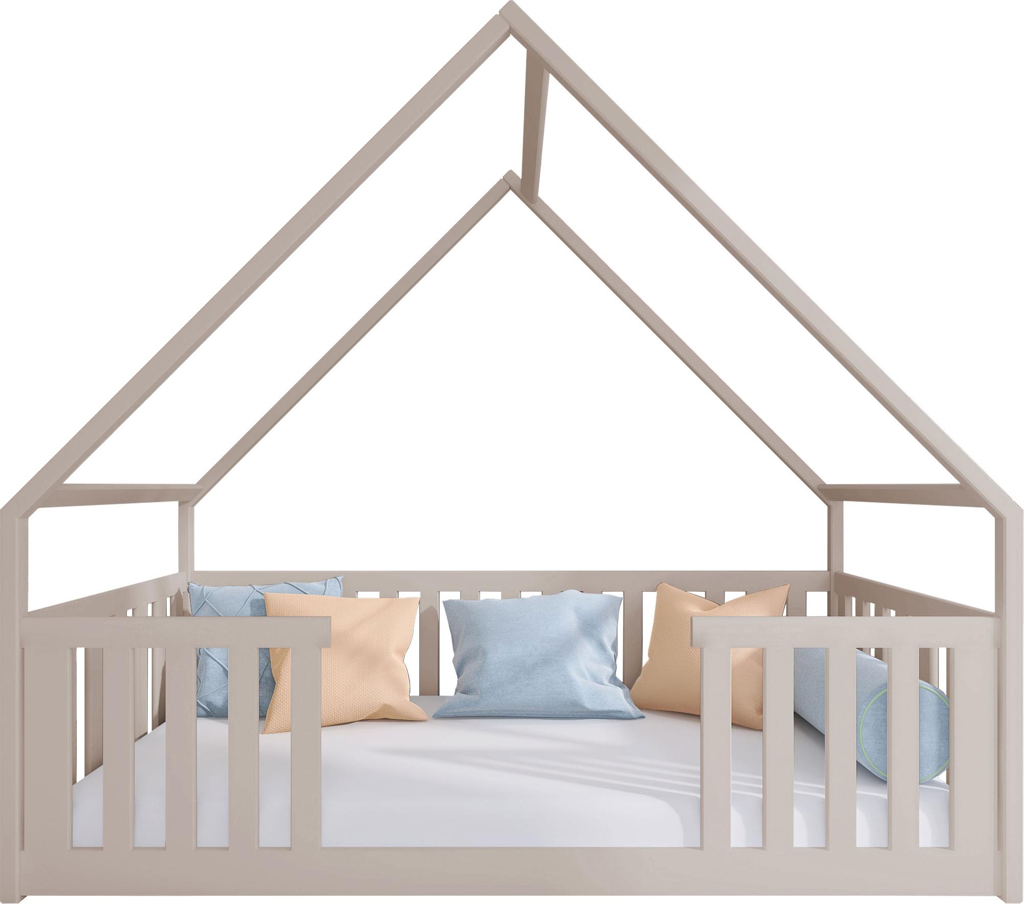 MIRJAN24 Kinderbett mit schubladen Bee, Hausbett, Lattenrost Flex aus Buchensperrholz (Farbe: Cashmere, Größe: 90x200 cm)