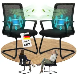 VALKENSTOL K1 - Konferenzstuhl Freischwinger Schwarz mit Armlehne - 2er Pack