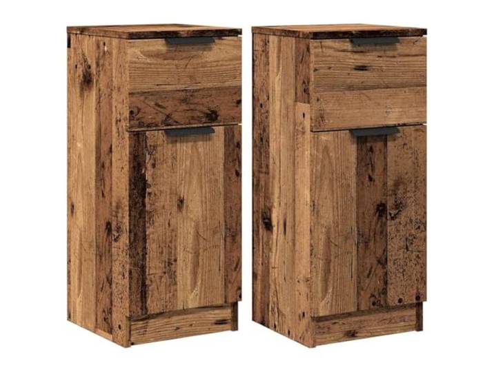 GHVBNMF Sideboard 2er Set Altholz-Optik 30x30x70cm Beistellschrank Vielseitiger Anstellschrank mit Schublade und Fach. Platzsparende Aufbewahrung für Schlafzimmer und Flur.