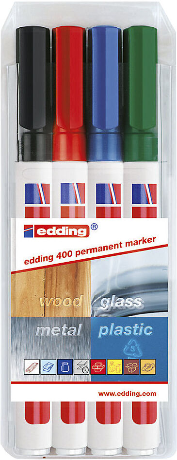 kaiserkraft Permanentmarker edding® 400, Strichstärke 1 mm, Set, farbig sortiert, ab 10 Stk