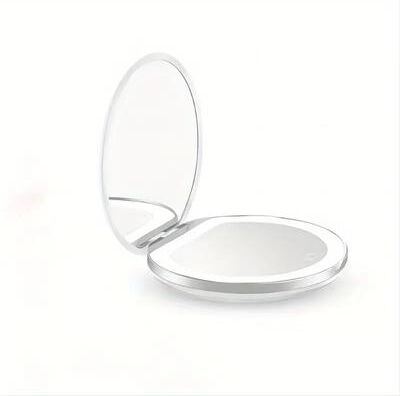 Fusion Finds LED Compact Mirror With Light USB Rechargeable 1X And 3X Magnifying Travel Pocket Mirror white