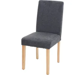 Esszimmerstuhl Littau, Küchenstuhl Stuhl, Stoff/Textil ~ anthrazitgrau, helle Beine