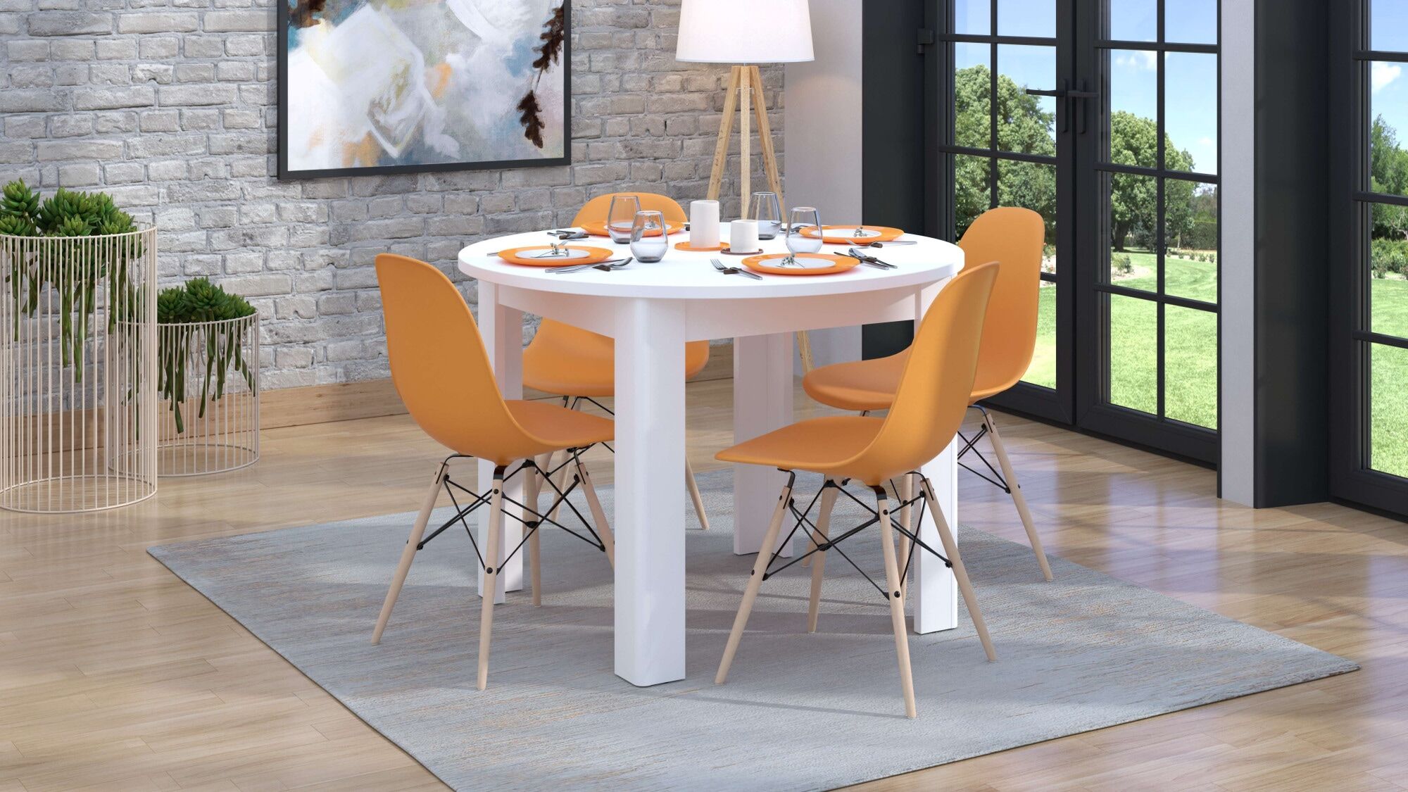 Esstisch HOME AFFAIRE "Ancona runder Tisch, 106 cm, MFD Tischplatte", weiss (opaque weiß), B:106,5cm H:76,5cm T:106,5cm, Tische, Esstisch, in verschiedenen modern Farben, Ideal für eine moderne Küche opaque weiß B/H/T: 106,5cm x 76,5cm x 106,5cm, Opaque W