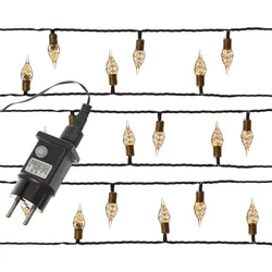 MARELIDA LED Lichterkette Vintage 120 transparente Mini Birnen 8 Funkt. 12m