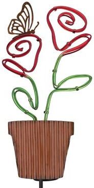 Regal Art and Gift Regal Art & Gift 20.5 Inch Neon Flower Solar Stake - Terracotta