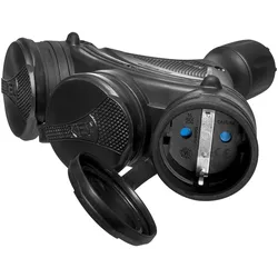 Dreifach-Steckdose Schuko IP44 3×2P+E 16A Schwarz 250V GN-X3/44S EXTREM W-01166