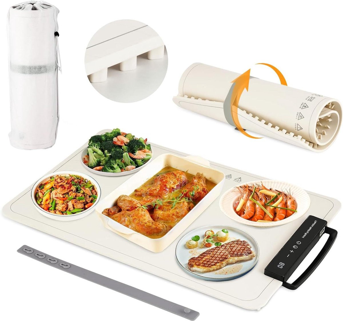 Elektrische Verwarmingsplaat met 24H-Timer, 300W, 40-100℃, Wit