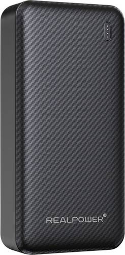 RealPower Powerbank 20.000 mAh Quick Charge, USB PD USB-A, USB-C Schwarz