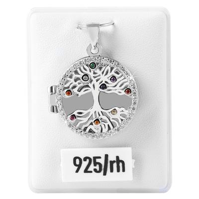 Medallionanhänger ADELIA´S "Anhänger – Lebensbaum Medaillon aus 925 Silber mit Zirkonia", bunt (silber), Schmuckanhänger, Damen, Silber 925 (Sterlingsilber), Perfekt als Geschenk zum einen besonderen Tag