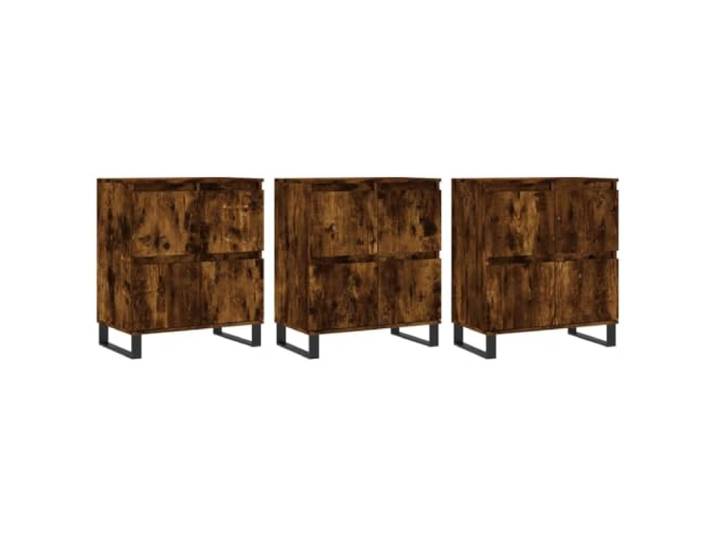 HGFDVCMR Sideboard 3er Set Räuchereiche 180x35x70 cm Anrichte Schrank Vielseitiger Beistellschrank für Wohnzimmer und Flur: Stabil aus Holzwerkstoff und Metall mit praktischer Ablagefläche.