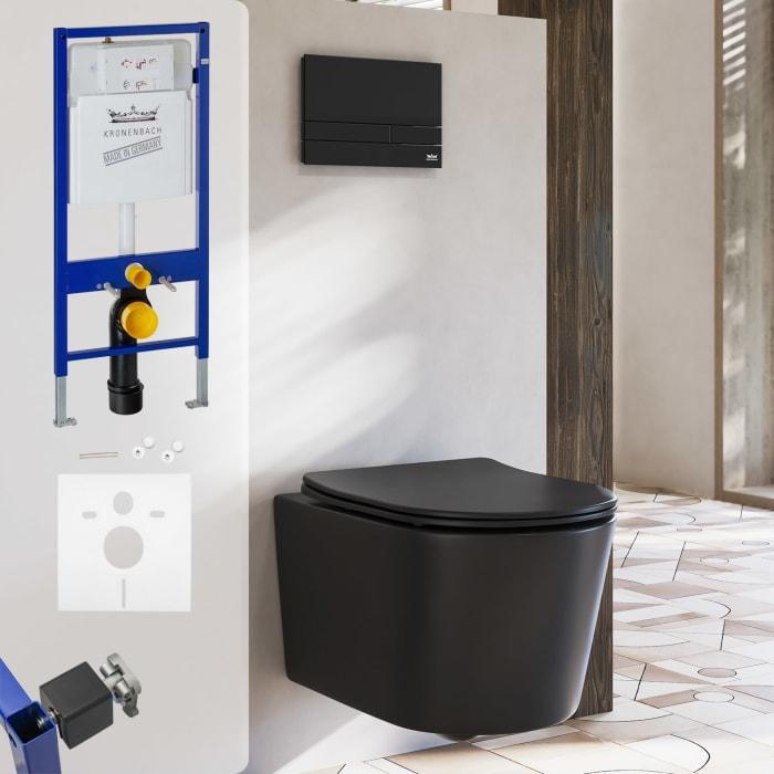 Kronenbach Tube Wand-WC spülrandlos Komplettset slim