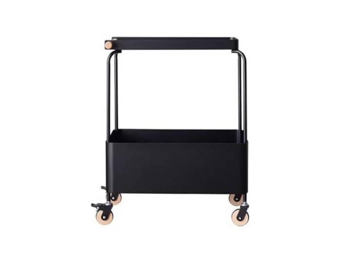 NIUHUAHUI Teetisch, Kleiner, rollbarer Aufbewahrungswagen fürs Wohnzimmer, beweglicher Beistelltisch Sofa, Retro-Snackregal(Black)