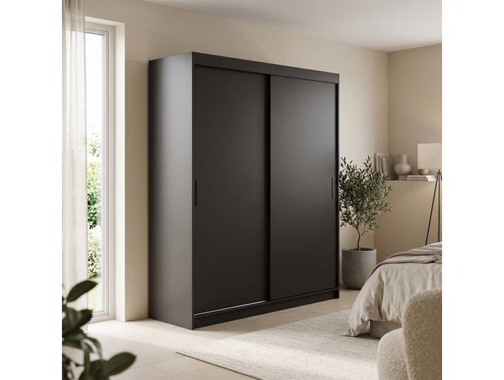 Masseno Schiebetürenschrank TELA 100/205/60cm 2-türig Schwarz