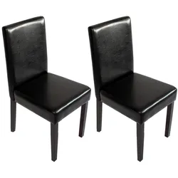 2er-Set Esszimmerstuhl Stuhl Küchenstuhl Littau ~ Kunstleder, schwarz, dunkle Beine