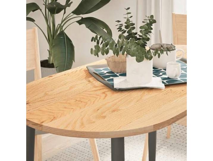 PTUGUOF Tischplatte 120x60x2 cm Massivholz Eiche Oval Robust, Pflegeleicht, Vielseitig als Couchtisch, Beistelltisch oder Stehtisch