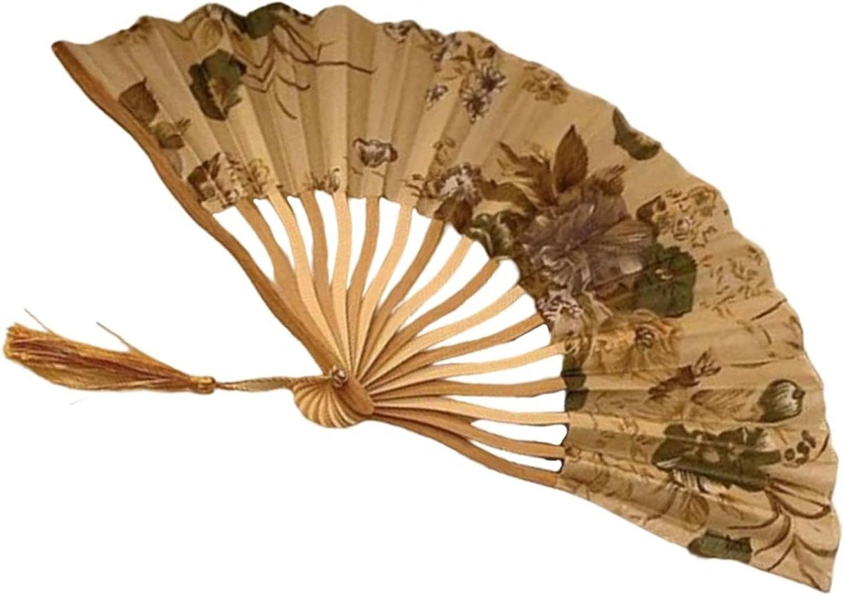 Decoratieve opvouwbare handwaaier voor dans en theekunst in goud, 36 x 20 cm