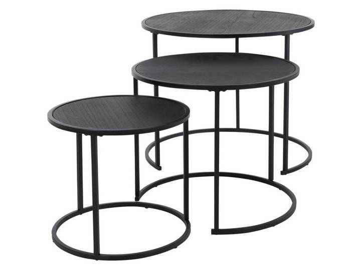 Home Styling Collection Couchtische 3er-Set Movo rund Schwarz, Rund, 55.5x44.5x55 cm, Wohnzimmer, Wohnzimmertische, Couchtische