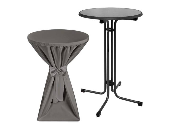 STEHTISCH Sylt Ø 80cm Grau mit Premium Stehtischhusse Ø 80cm Anthrazit