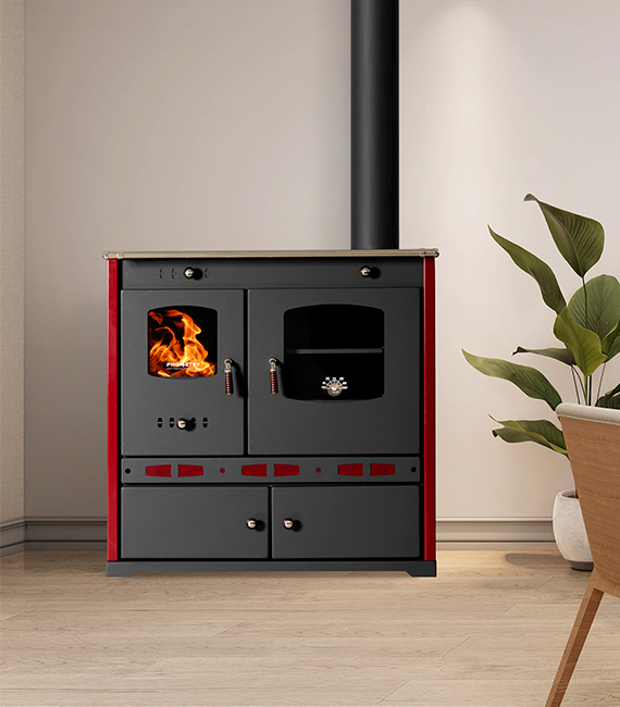 Kaminofen mit Backfach und Herdplatte Perfect Lux Eco Holzofen 7.5 kW Kamin Ofen Dauerbrandofen Werkstattofen Schwedenofen Hüttenofen Heizofen