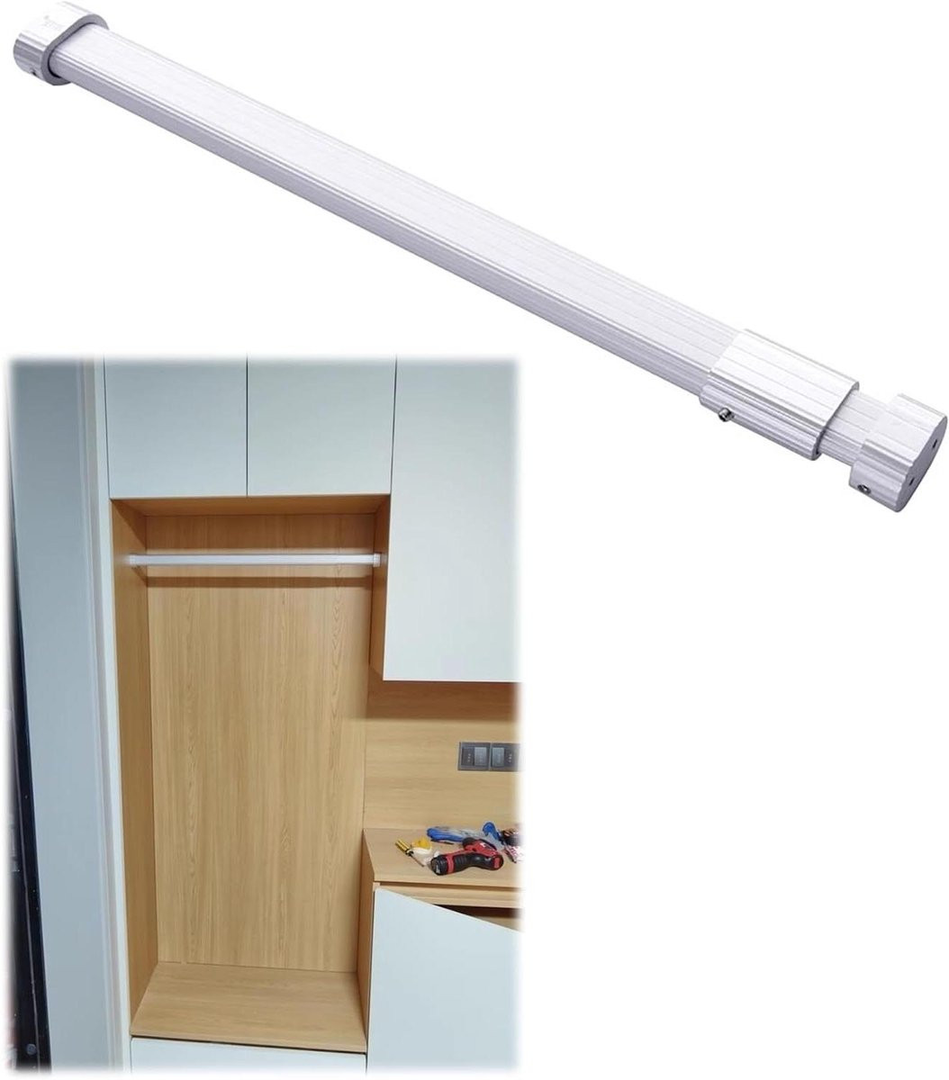 Verstelbare Garderobestang Kledingroede in Zilver, 42-150 cm