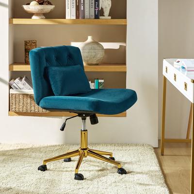 HULALA HOME Ollie Modern Flannel Swivel Tilting Office Chair with Pillow