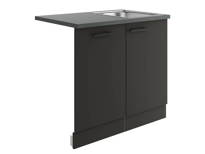 Spülenschrank Variante C 90cm Grau/Matt Anthrazit