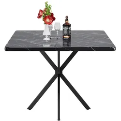 STILVORA Quadratischer Esstisch Holz & Metall Schwarz 98x98 cm platzsparend