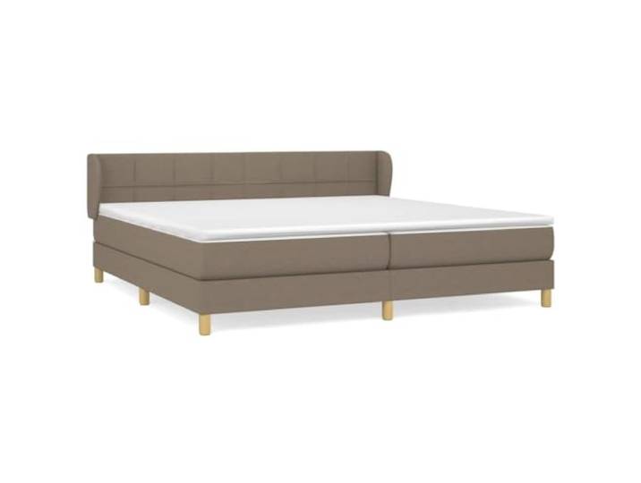 PUGYNBK Boxspringbett mit Matratze, Stoff, Taupe, 200 x 200 cm Verstellbares Kopfteil, Taschenfedern, mittlere Unterstützung, atmungsaktiver Bezug, inklusive Handbuch