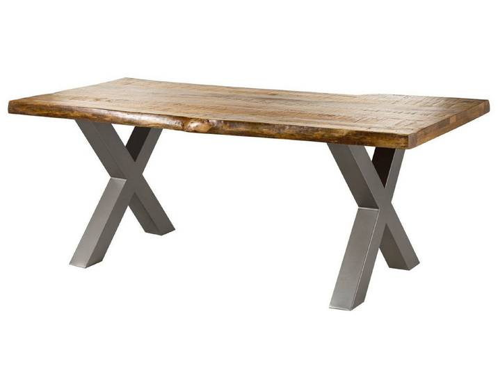 Massivmoebel24 Esstisch FREEFORM Mango Massivholz natur (Massivholz zerlegt 93 kg FREEFORM), Mango 220x100x77 cm (BxTxH) natur lackiert