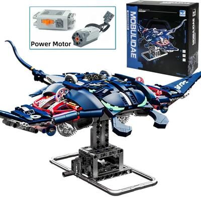Inspire Select Manta Ray Robotic Fish Building Blocks DIY Mechanical Model Tabletop Decoration For Kids with Power Unit 966 Pcs
