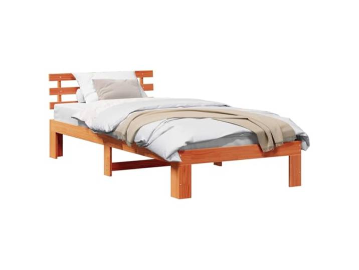 SDWEHBJ Bettgestell 90 x 200 cm aus massivem Kiefernholz, Wachsbraun, 209 x 94 x 66 cm, mit Kopfteil, für Einzelmatratzen