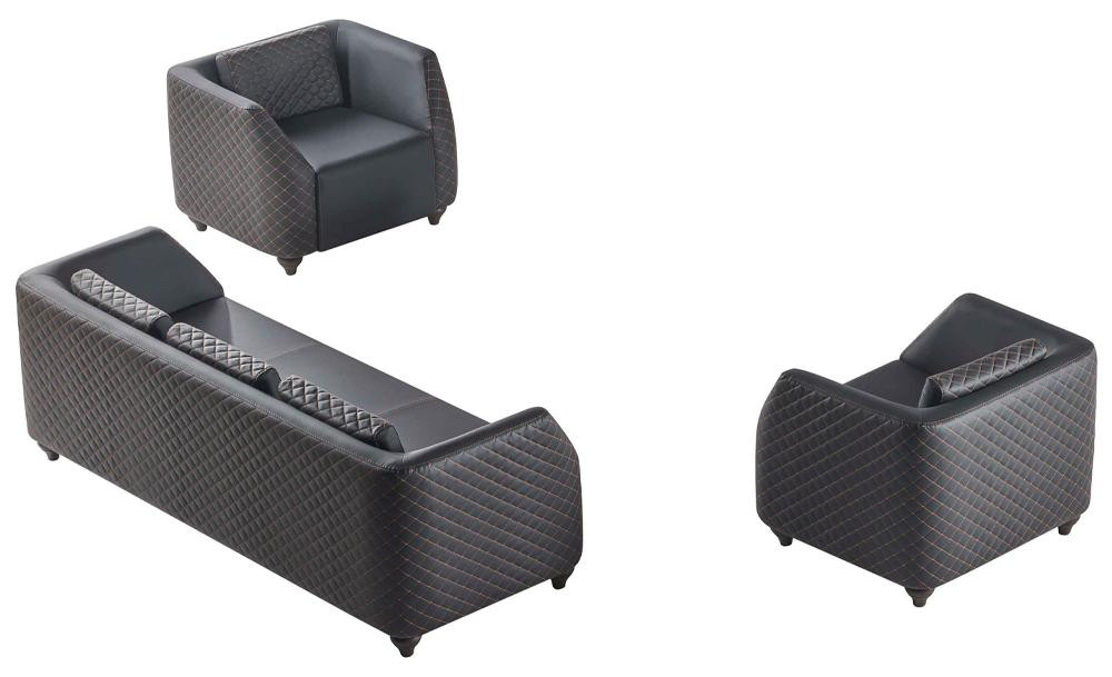 Moderne 3-zits leren sofa zwart inclusief sierkussens