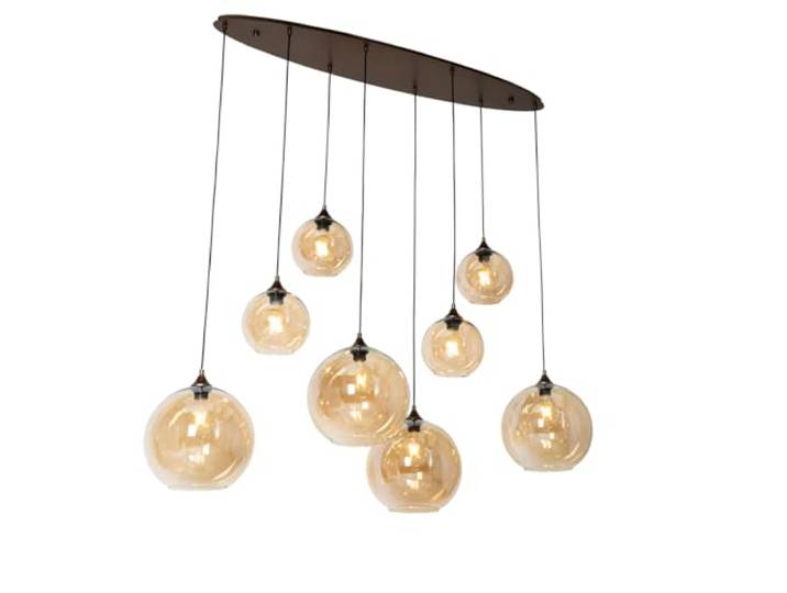 Qazqa art deco lampe suspendue suspension doré/laiton ovale 140.5cm Sandra