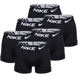 NIKE Herren Boxer Shorts, 6er Pack - Trunks, Dri-Fit Micro, Logobund Schwarz / XL