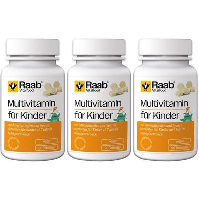 3x Raab Vitalfood Multivitamin für Kinder Pulver 3x90 St Lutschtabletten
