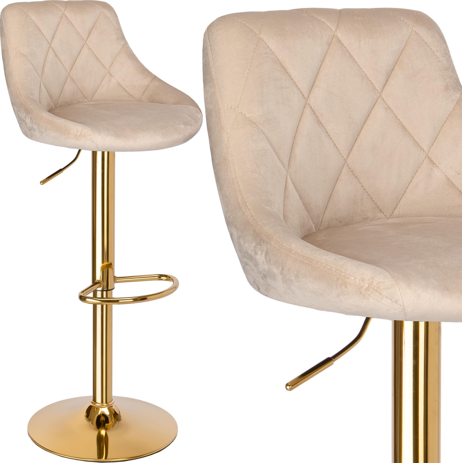 eHokery barkruk voor volwassenen in goud beige fluweel