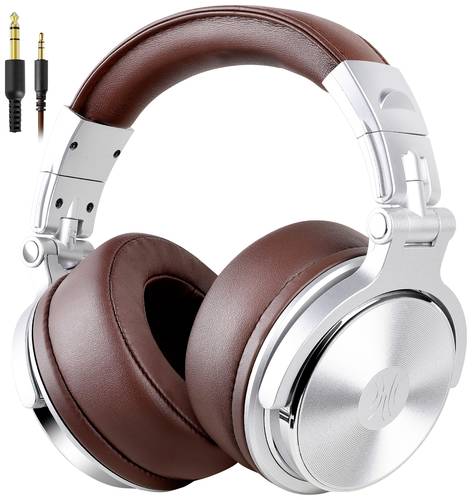 OneOdio Pro-40 Over Ear Kopfhörer kabelgebunden Stereo Silber, Braun High-Resolution Audio Faltbar, Schwenkbare Ohrmuscheln DJ