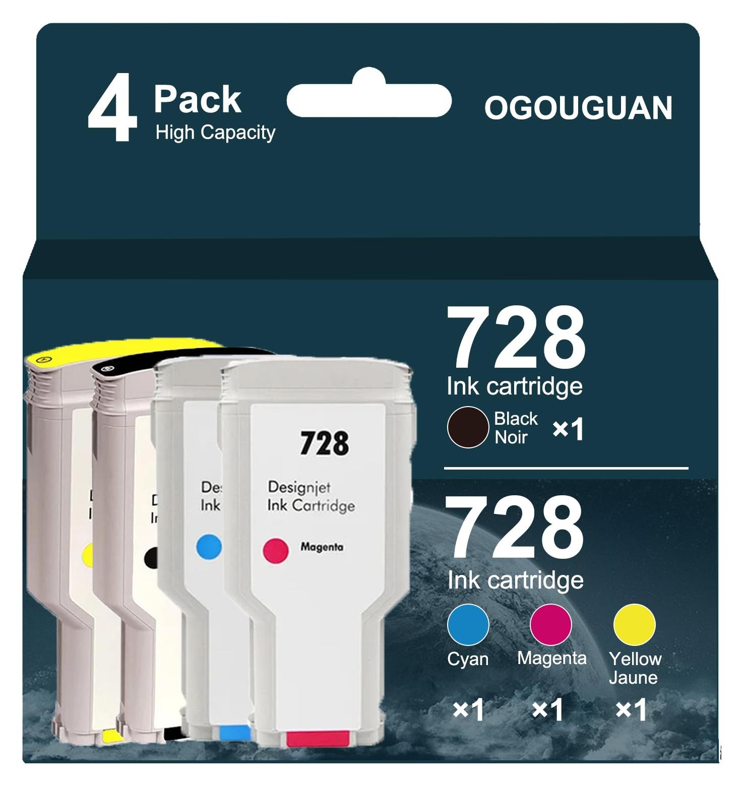 Tintenpatronen 728, 300 ml, 4 Stück, für HP DesignJet T730/T830