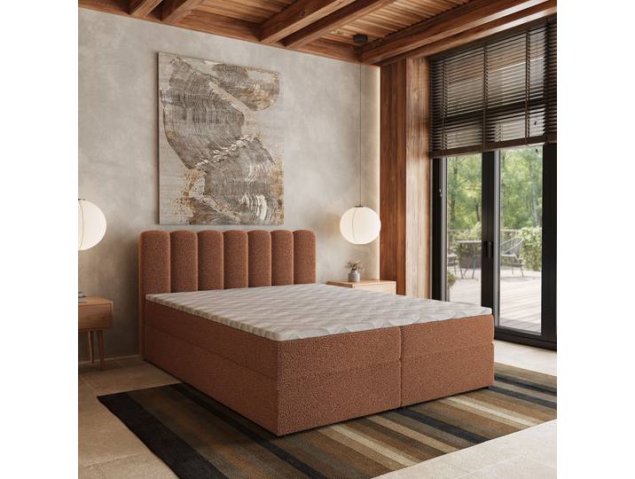 Masseno Boxspringbett SOLIA mit Bettkästen 160x200 cm - Kupferfarben, QUELLE 54