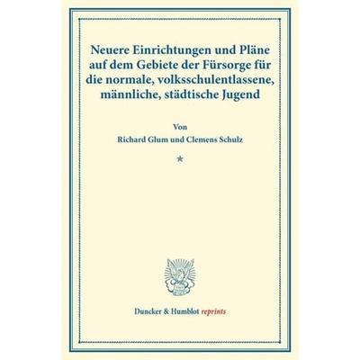 Neuere Einrichtungen und Pläne auf dem Gebiete der Fürsorge für die normale, volksschulentlassene, männliche, städtische Jugend., Taschenbuch von