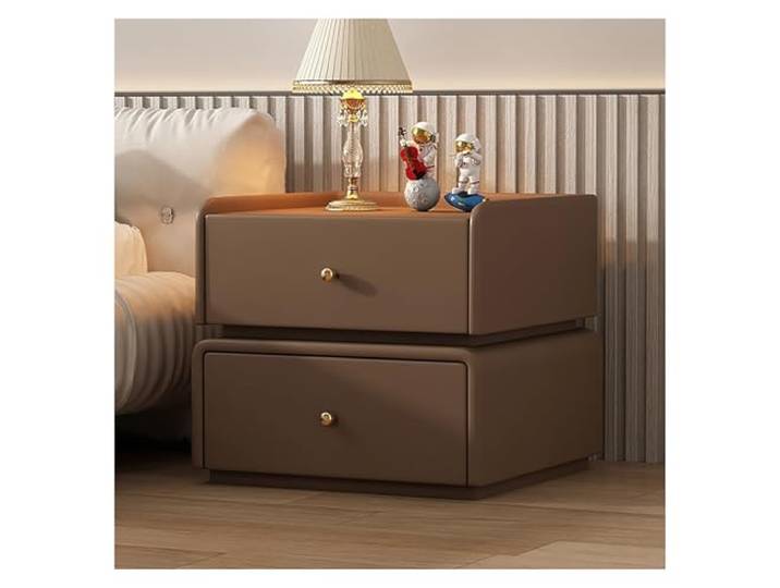 Klassische, große Nachttische mit 2 Schubladen und Stauraum, komplett montiert(Coffee,40cm)